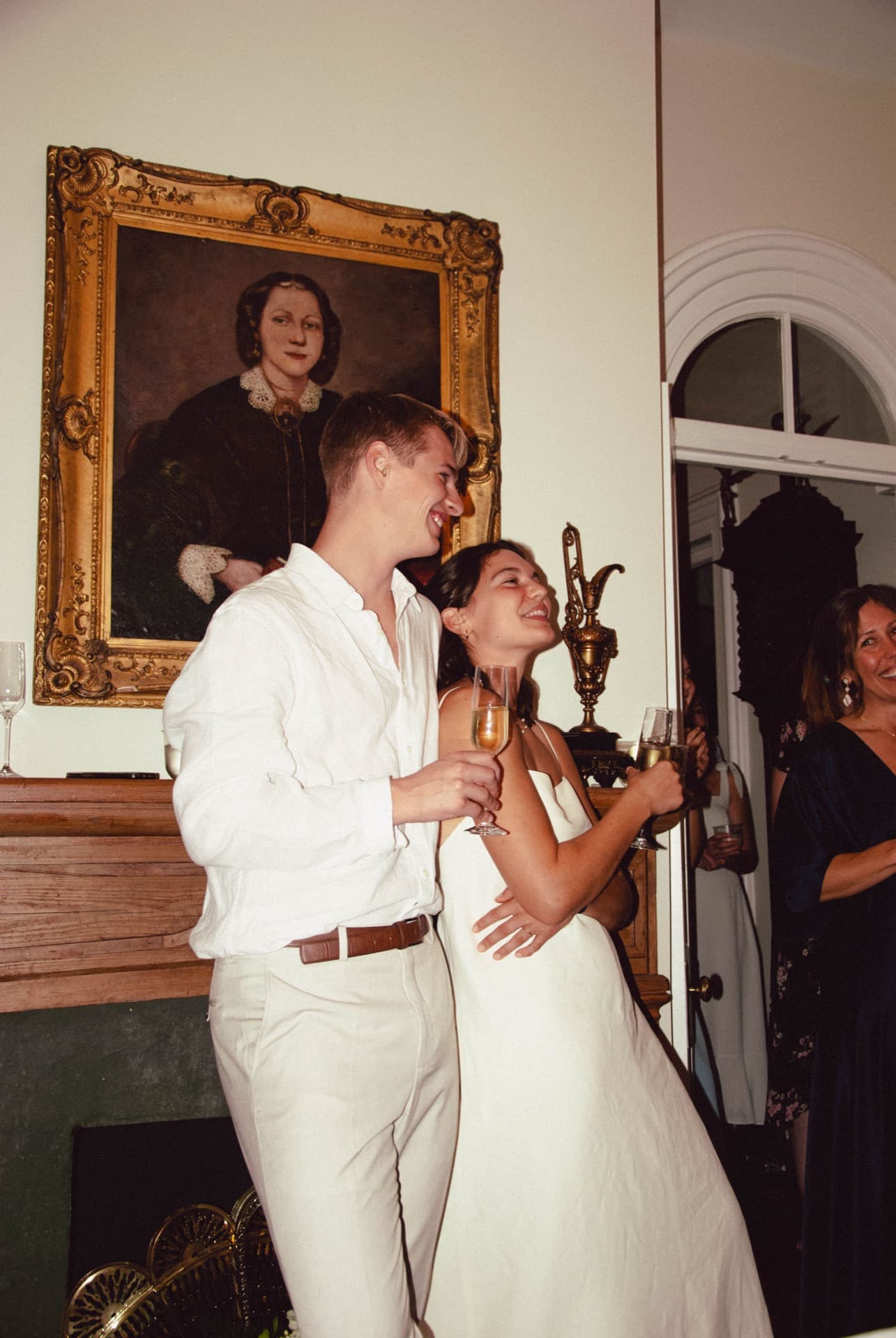 Couple cutting their wedding cake